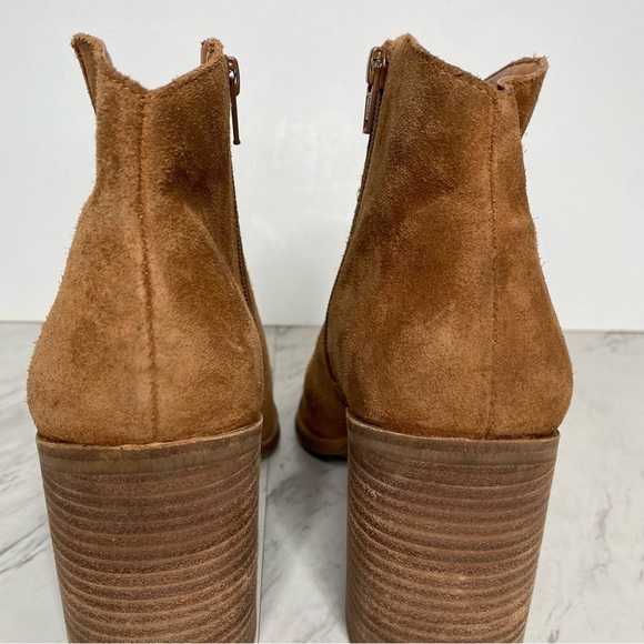 New! Lucky Brand Pinkton Brown Suede Block Heel Bootie 11M - Picture 5 of 16